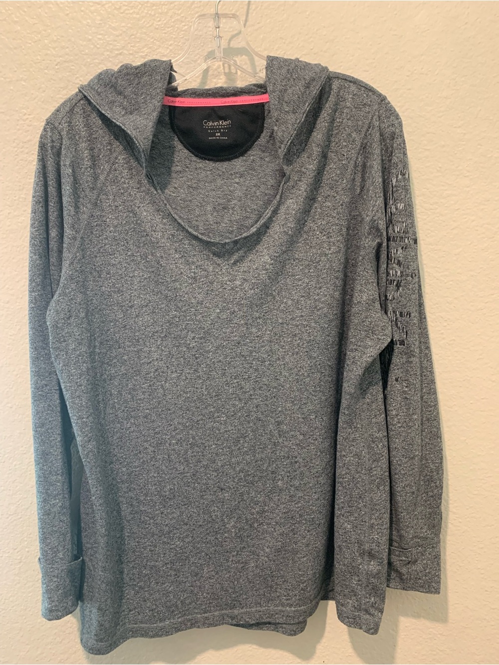 Calvin Klein Women's Heather Gray Hooded Pullover